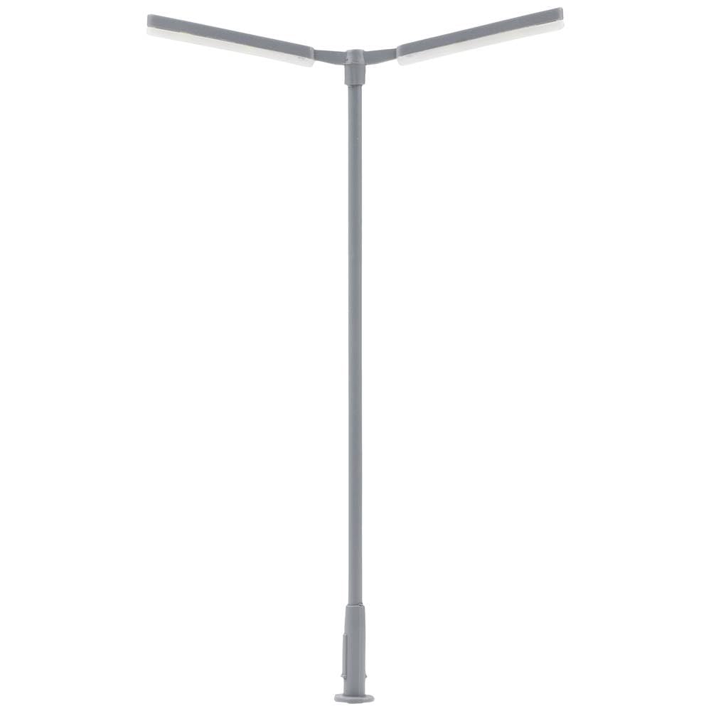 Faller LED Straight Dbl Arm Street Light Cool White 95mm FA180222 HO Gauge