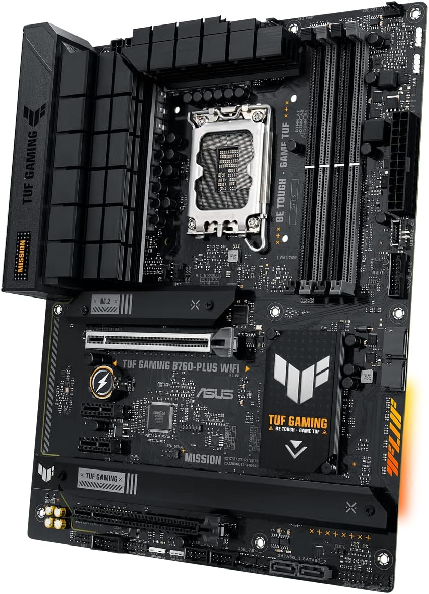 ASUS TUF GAMING B760-PLUS WIFI Mainboard Sockel Intel LGA 1700 (Intel B760, ATX, DDR5 Speicher, PCIe 5.0, 2x M.2, WiFi6, Thunderbolt 4, Aura Sync