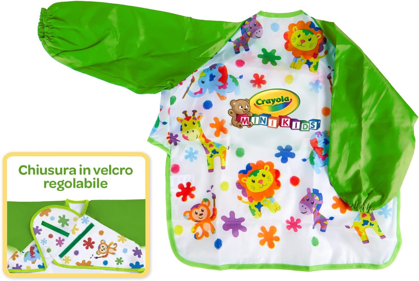 CRAYOLA 81-3940 Delantal Babero Creative Long Sleeve Apron to Protect Clothes, Age from 12 Months, Weight up to 17 kg, Nursery and Leisure, Multicolour, One size