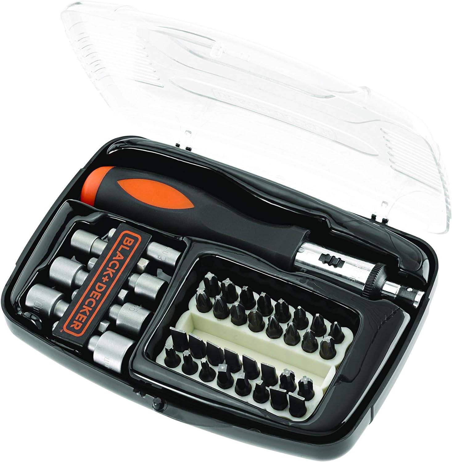 Black+Decker A7062-XJ-Juego 40 piezas para atornillar con atornillador de carraca