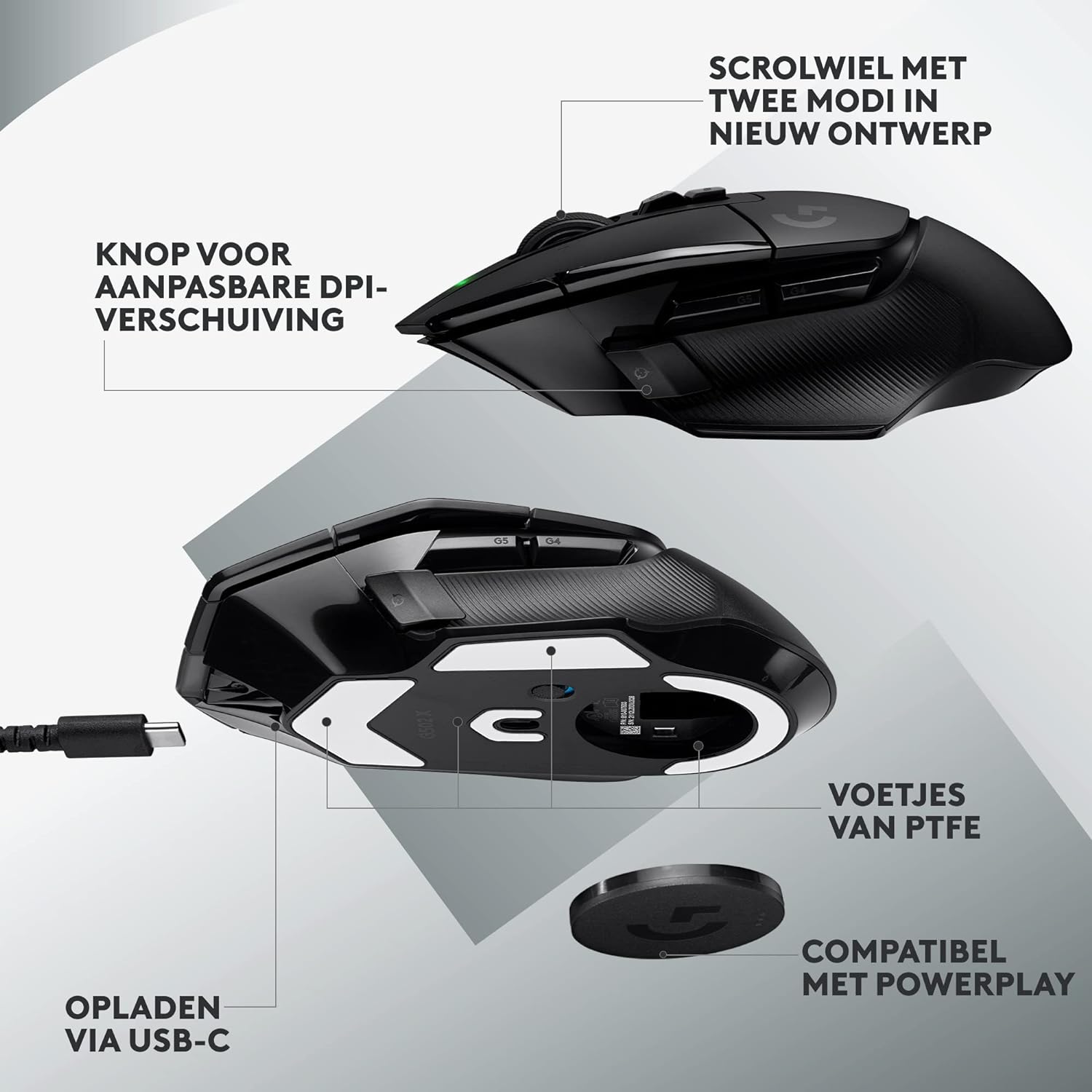 Logitech G G502 X LIGHTSPEED Wireless Gaming Mouse - Optical mouse with LIGHTFORCE hybrid optical-mechanical switches, HERO 25K gaming sensor, compatible with PC - macOS/Windows
