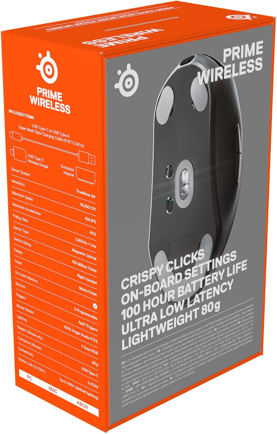 SteelSeries Prime Wireless - Esports Performance Wireless Gaming Mouse – 100 Hour Battery – 18,000 CPI TrueMove Air Optical Sensor – Magnetic Optical Switches Wireless Prime Black