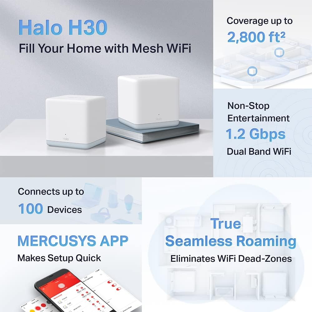 Wi-Fi Repeater Mercusys Halo H30(2-Pack) White