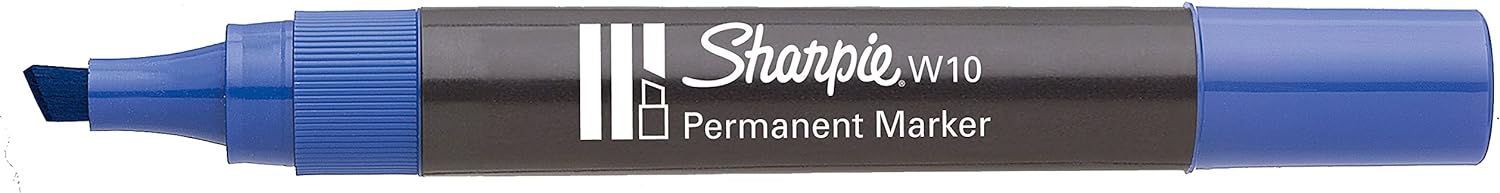 Sharpie W10 Permanent Marker Chisel Tip - Blue (Box of 12
