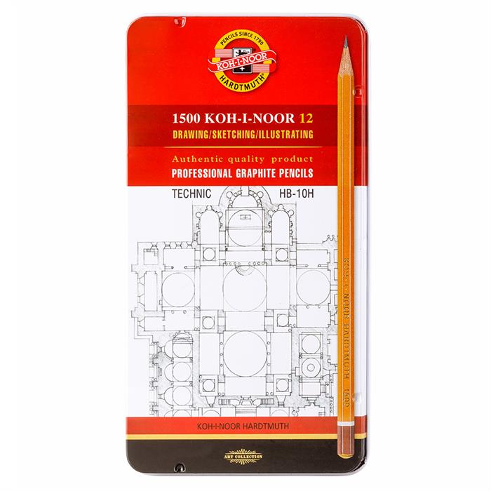 Koh I Noor graphite pencils 1500 TECHNIC (HB-10H) - Tin of 12 pencils