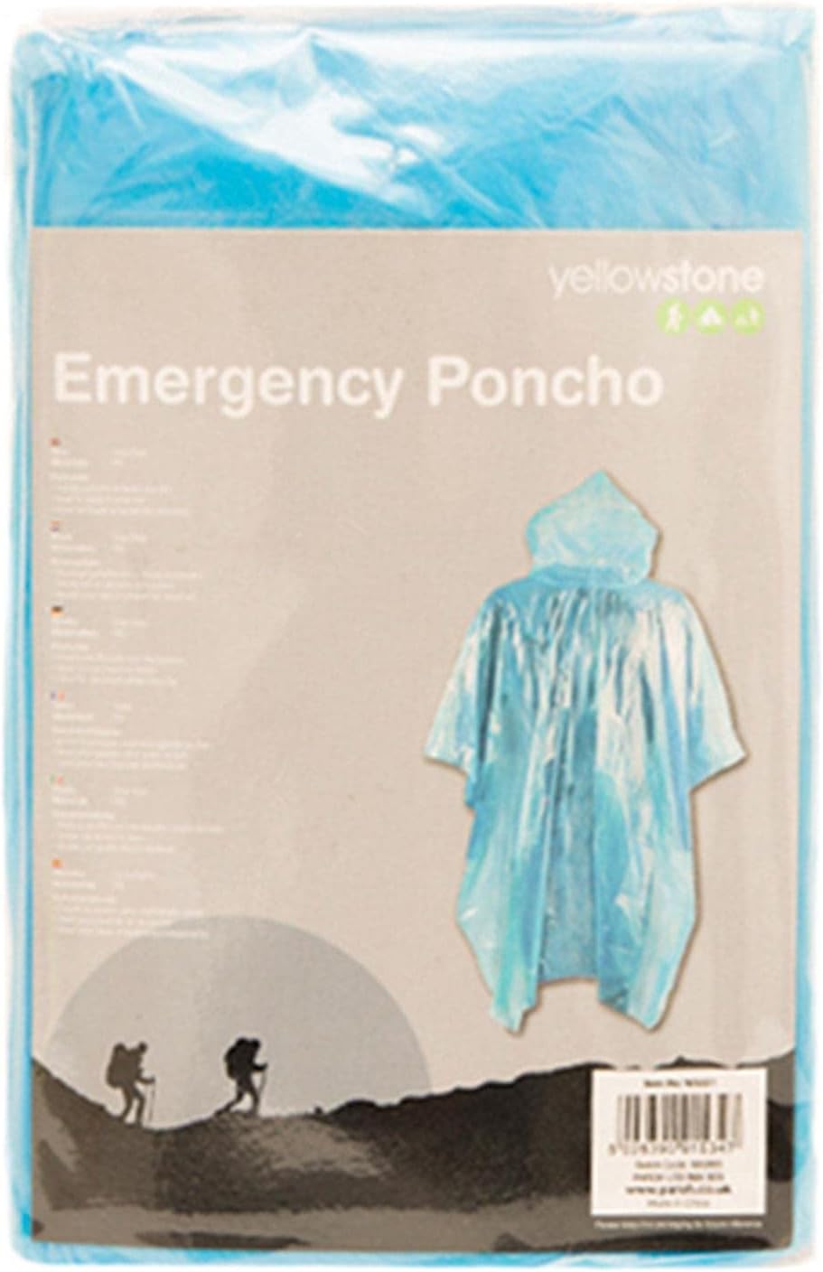 Emergency waterproof rain poncho coat with hood blue