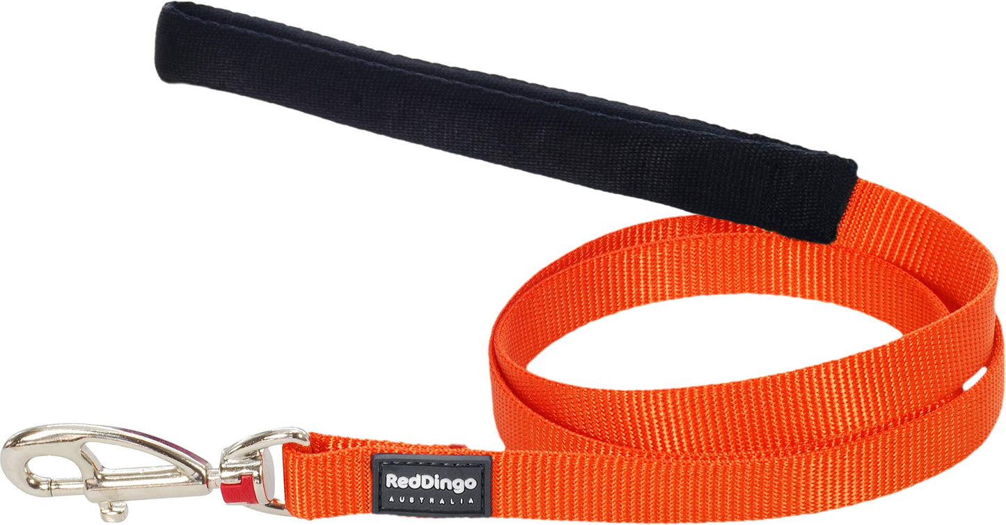 Red Dingo Padded Handle Dog Lead 1.2m Plain, Orange, Medium 20mm