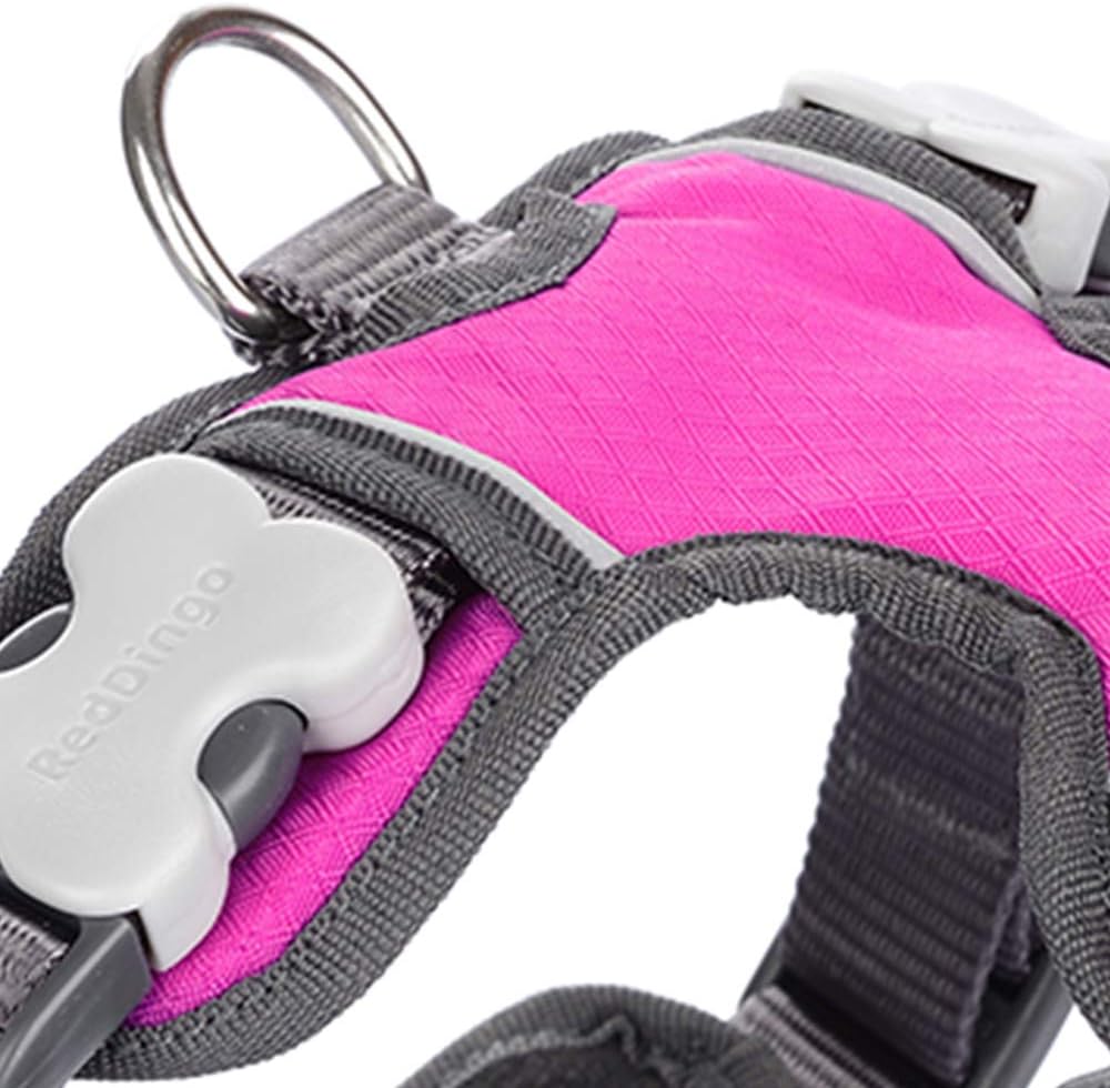 Red Dingo Padded Dog Harness Plain, Hot Pink, Medium 20mm