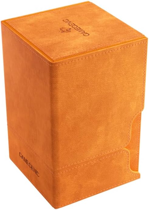 Watchtower 100+ XL Convertible Deck Box | Double-Sleeved Card Storage | Card Game Protector | Nexofyber Surface | Holds Up to 100 Cards | Orange Color | Made by Gamegenic