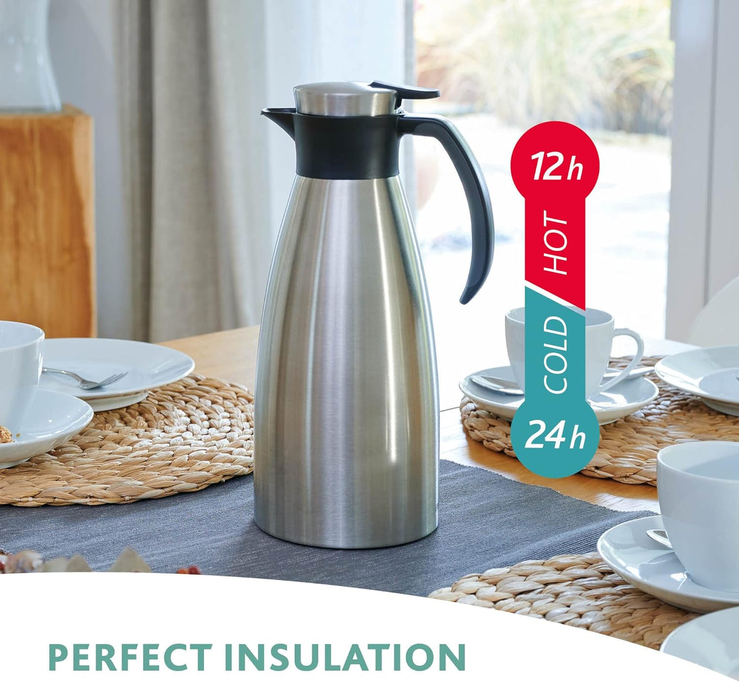 Emsa 514500 Isolierkanne | Edelstahl | 1.5 Liter | Quick Tip Verschluss | 100% dicht | Brombeer | Soft Grip & 512577 Isolierkanne |Edelstahl | 1 Liter | Quick Tip Verschluss |100% dicht