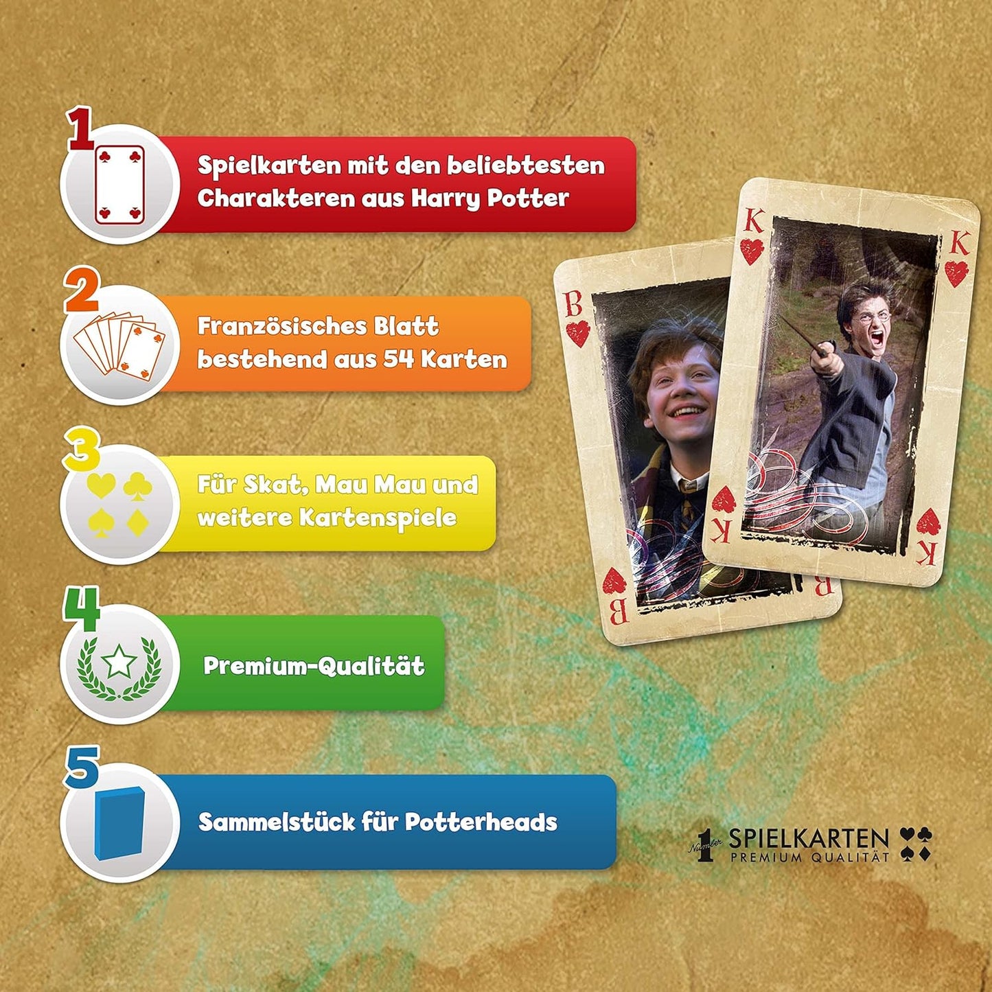 Number 1 Spielkarten - Harry Potter - Harry Potter Fanartikel - Alter 6+