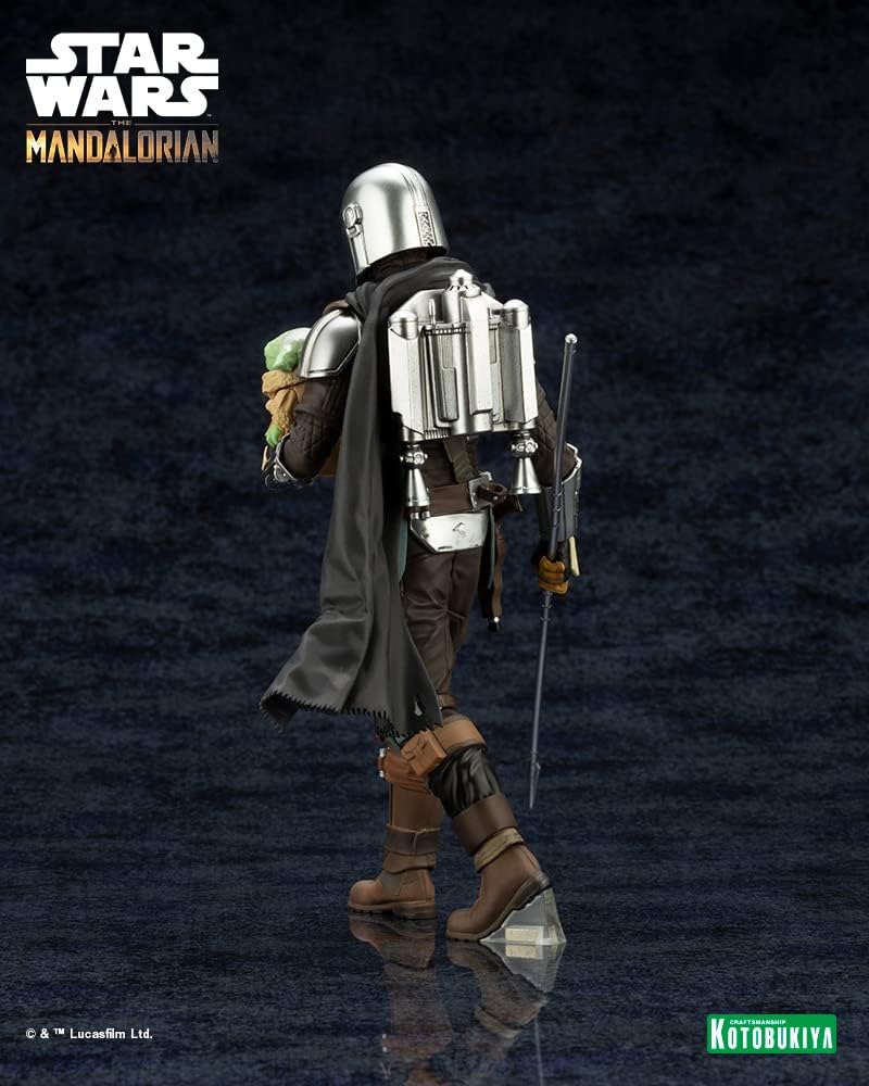 Kotobukiya Mandalorian Statue With Spear And Grogu 18 Cm