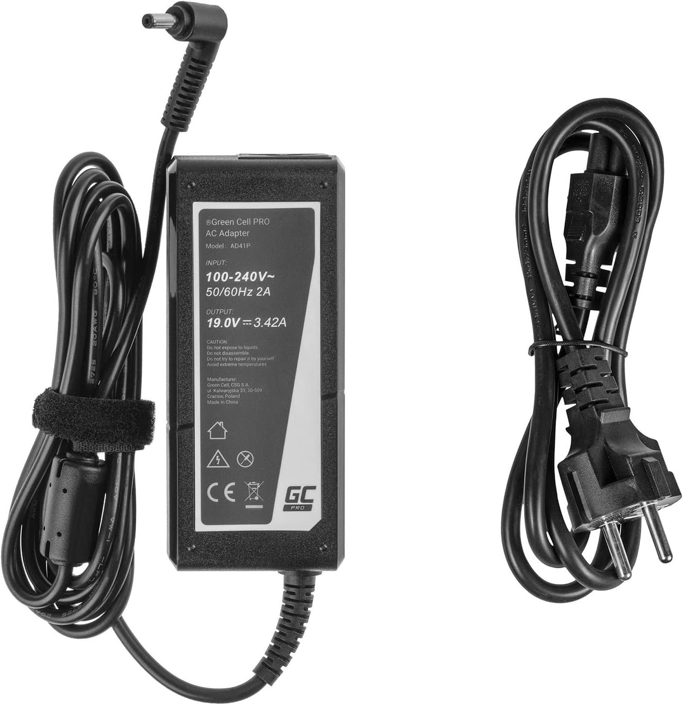 GC PRO Power Supply for Asus F553 F553M F553MA R540L R540S X540S X553 X553M X553MA ZenBook UX303L Laptop Charger with Power Cable (19V 3.42A 65W