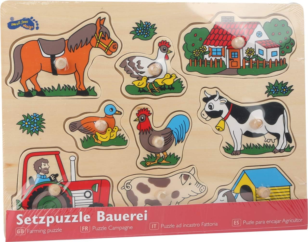 small foot 1767 Set puzzle wooden farmhouse, with many motives from the farm and in bright colours, from 3 years on