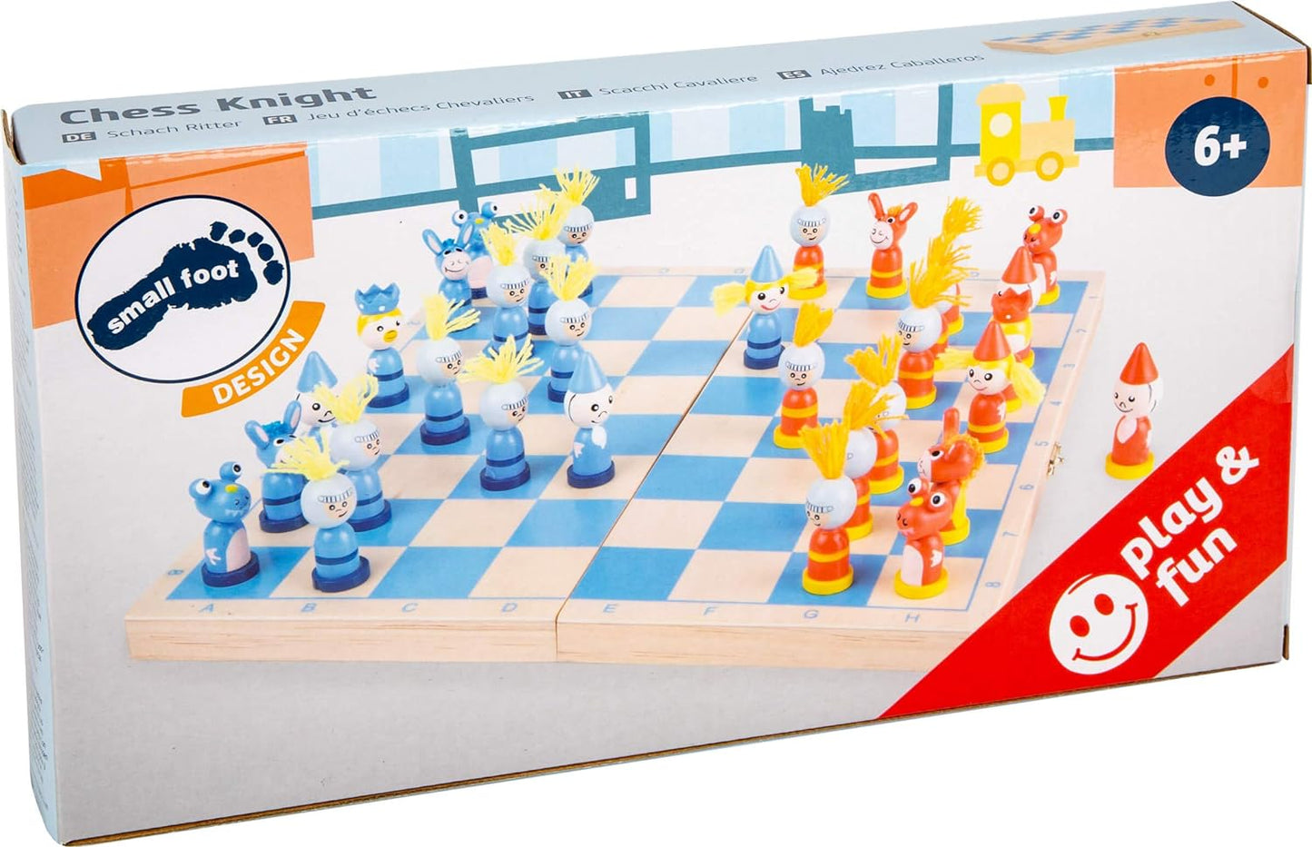 small foot 6084 childrens chess set "Knights Tournament" made of wood, travel game with 32 medival chess pieces made of wood