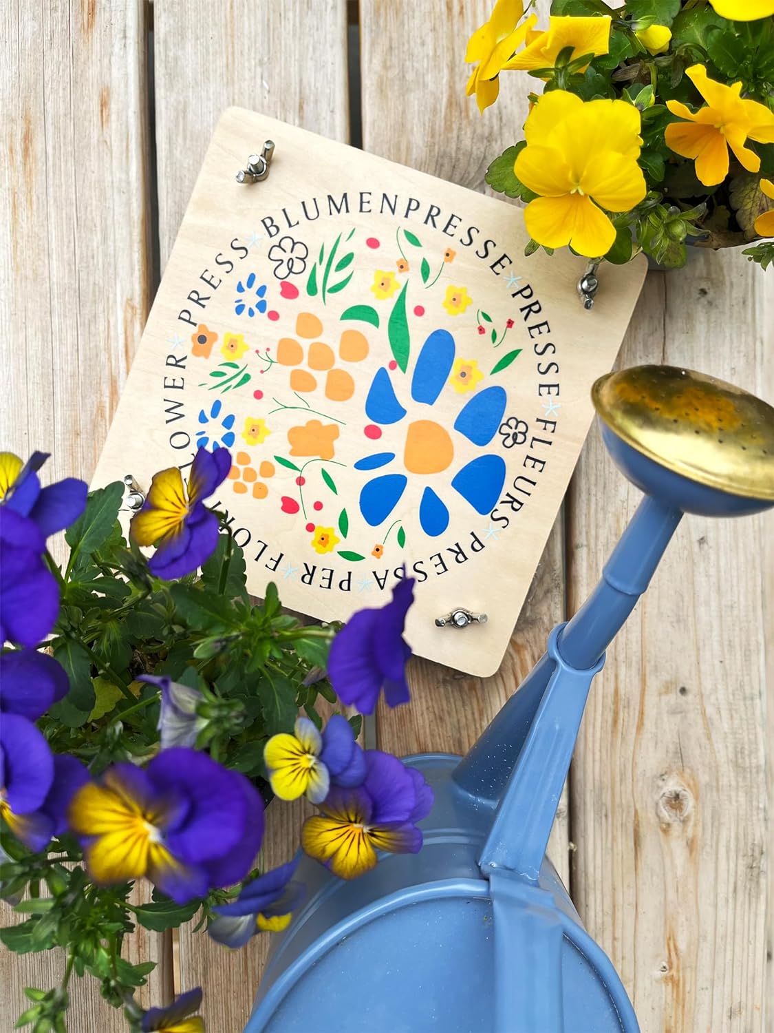 small foot wooden, easy-to-use press for drying leaves and flowers, from 3 years, 8172, Wood, 18 x 18 x 5 cm