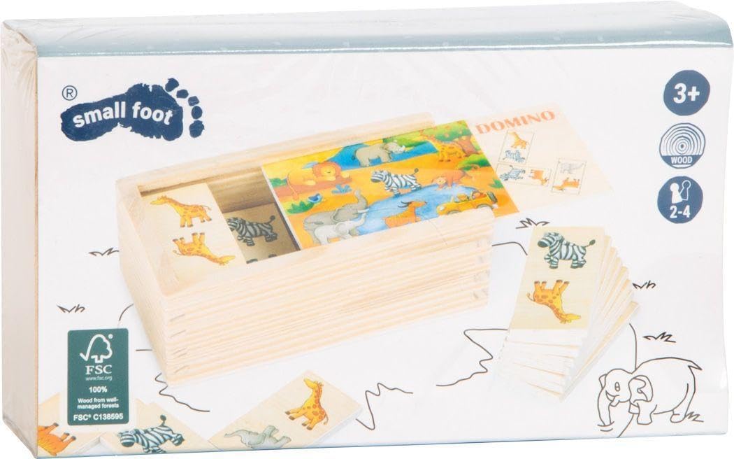 Small Foot Wooden domino safari, FSC® 100%-certified, a fun jigsaw puzzle with colourful animal motifs