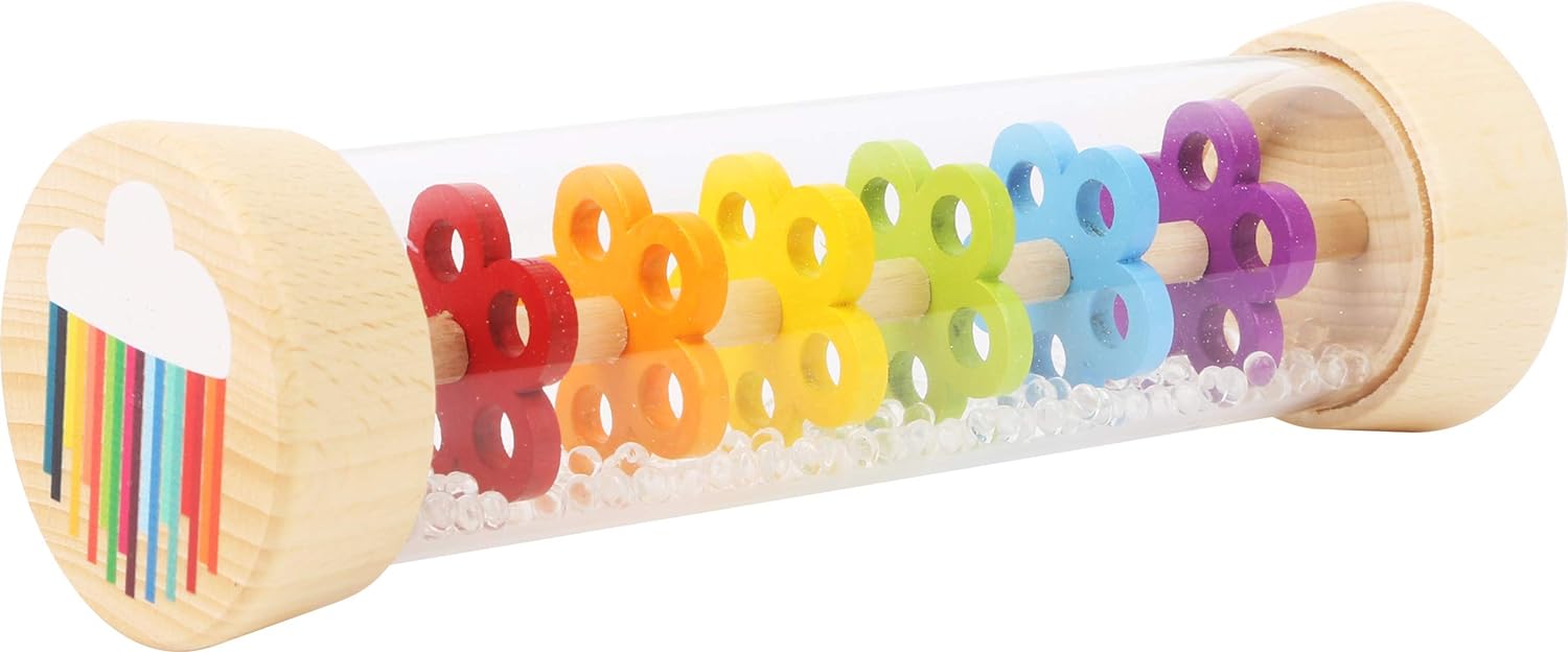 Small Foot 11567 Wooden Rainmaker with Balls in a Glass Look, a Rhythm Instrument and a Rattle for Babies and Infants Toys