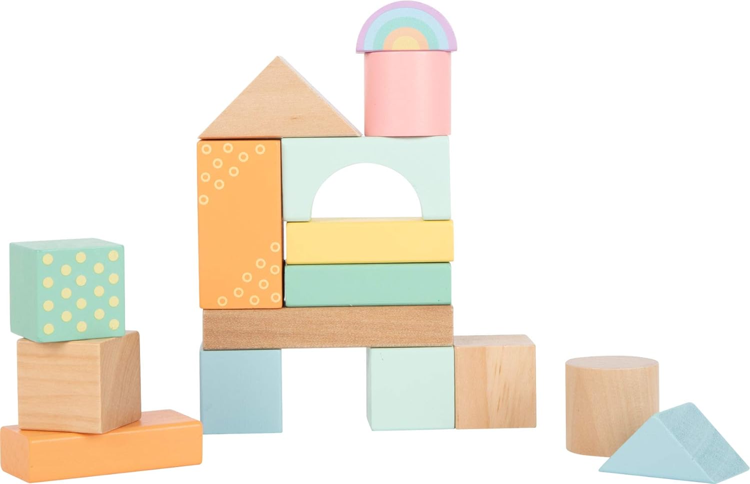Small Foot Pastel Wooden Building Blocks, 50-Piece Set to Promote Creativity, from 12 Months, 11722 Toys