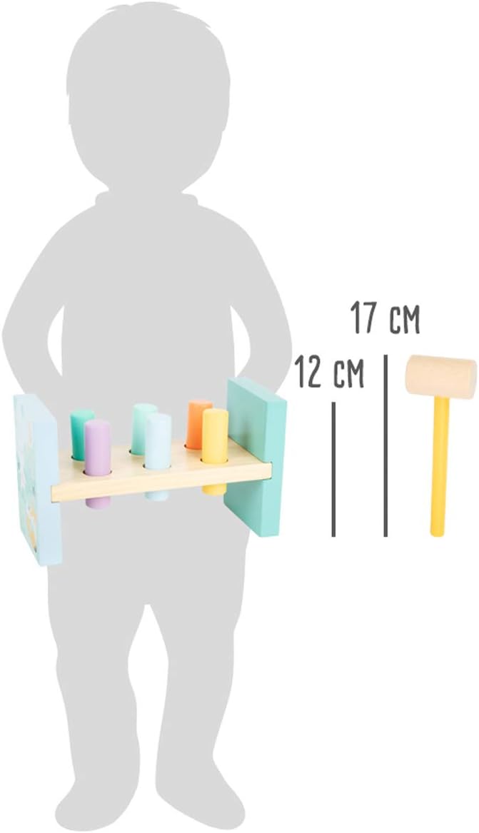 Small Foot 11723 Wooden Knocking Bench in Trendy Pastel Colours to Promote Fine Motor Skills from 18 Months Toys, Multicolored