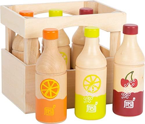Small Foot 11739 "Fresh Wooden Crate, 6 Bottles of 3 Varieties, Accessories for Merchant Shop, from 3 Years Toys