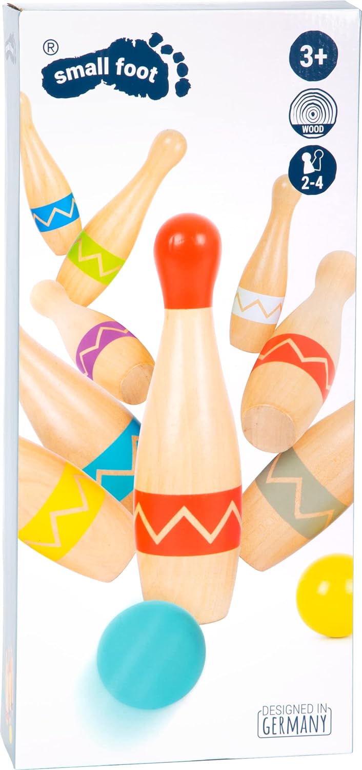 small foot 11912 Skittles Active, Made of FSC 100%-Certified Wood, Kids' Indoor & Outdoor Game for Ages 3+ Years Toys Skittles game