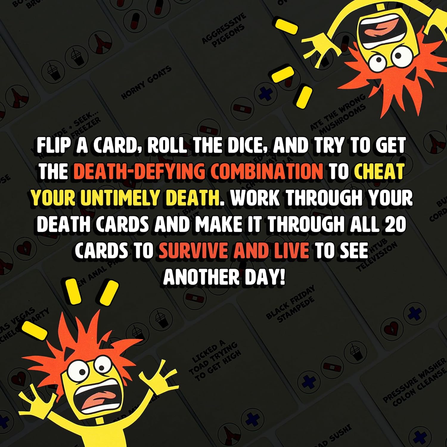 Ginger Fox We're All Gonna Die Hilarious Party Game for Adults - The Card Game of Dicing with Death – Great for Big Group Gatherings and Single Player Fun - 1+ Players, Age 16+