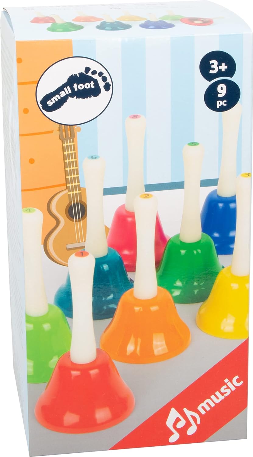 Small Foot 11693 Hand Bells Set, Set of 8, Toy for Early Education, Wooden Musical Instrument, for Ages 3+ Years, Multicoloured