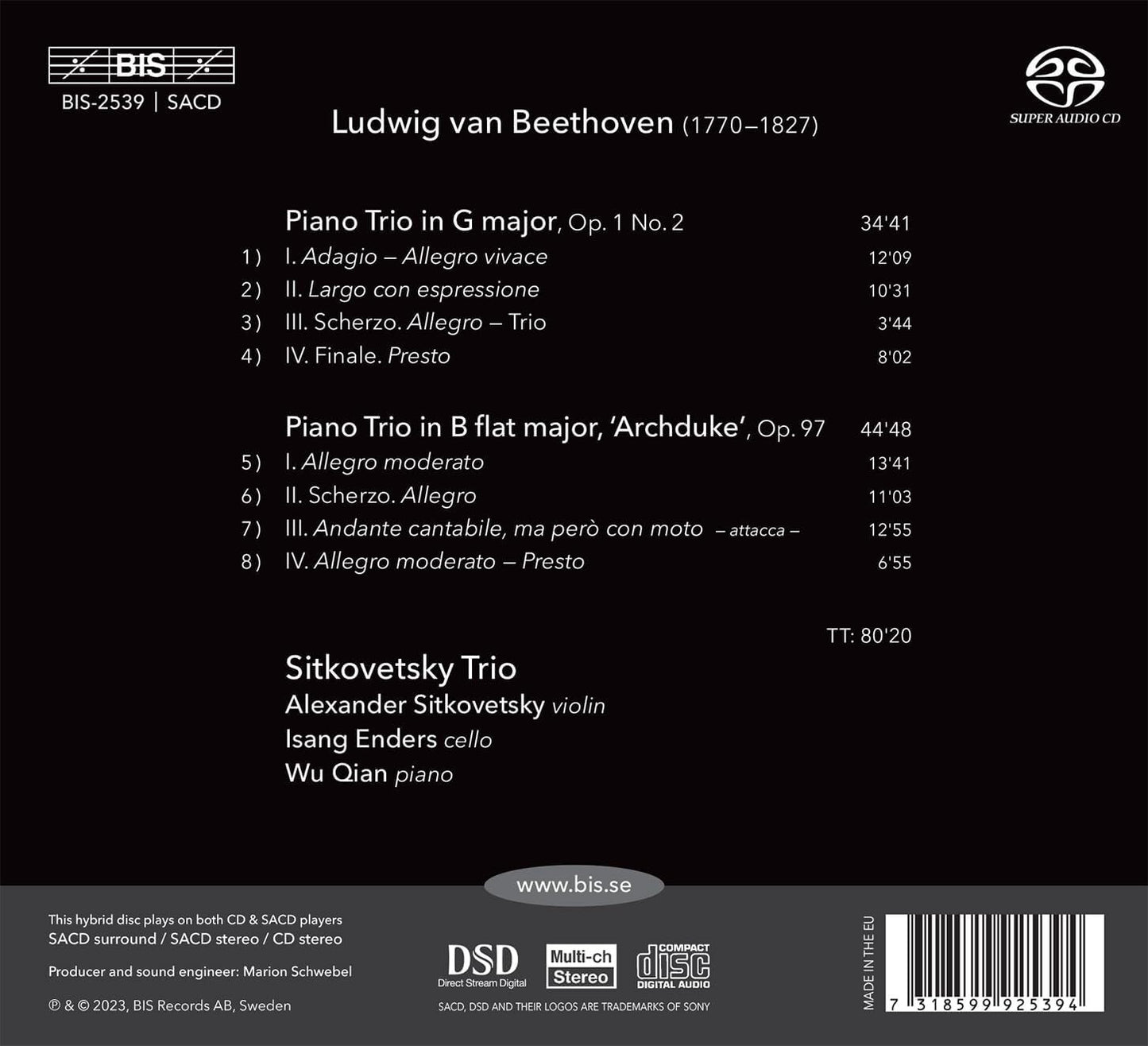Beethoven: Piano Trios: Op. 1/2 & 97 'Artchduke' - Volume 2