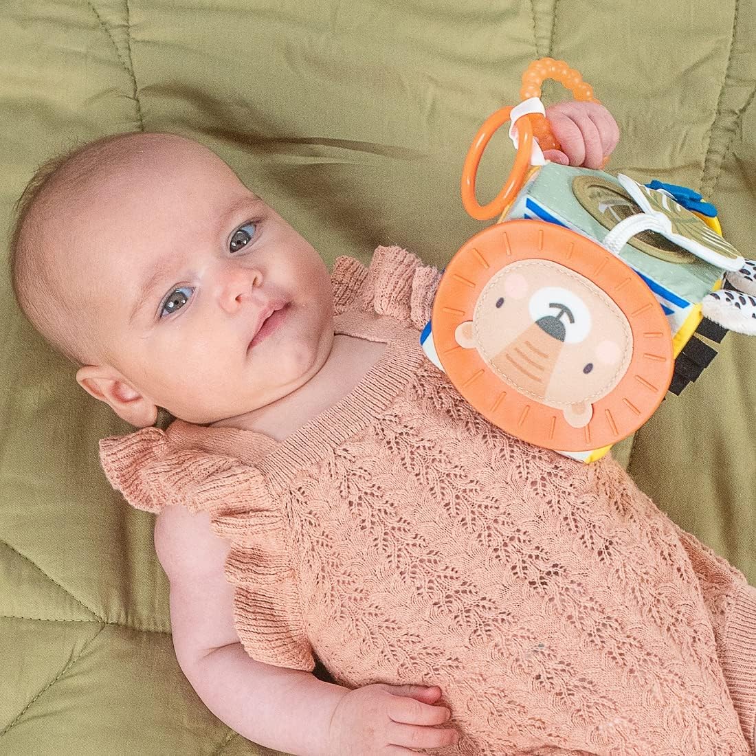 Taf Toys Savannah Discovery Cube Sensory Baby Toy. Includes Teether, Baby Safe Mirror, Padded Handle, Chime Bell. Attach to Cot or Pram. 0 month + Various