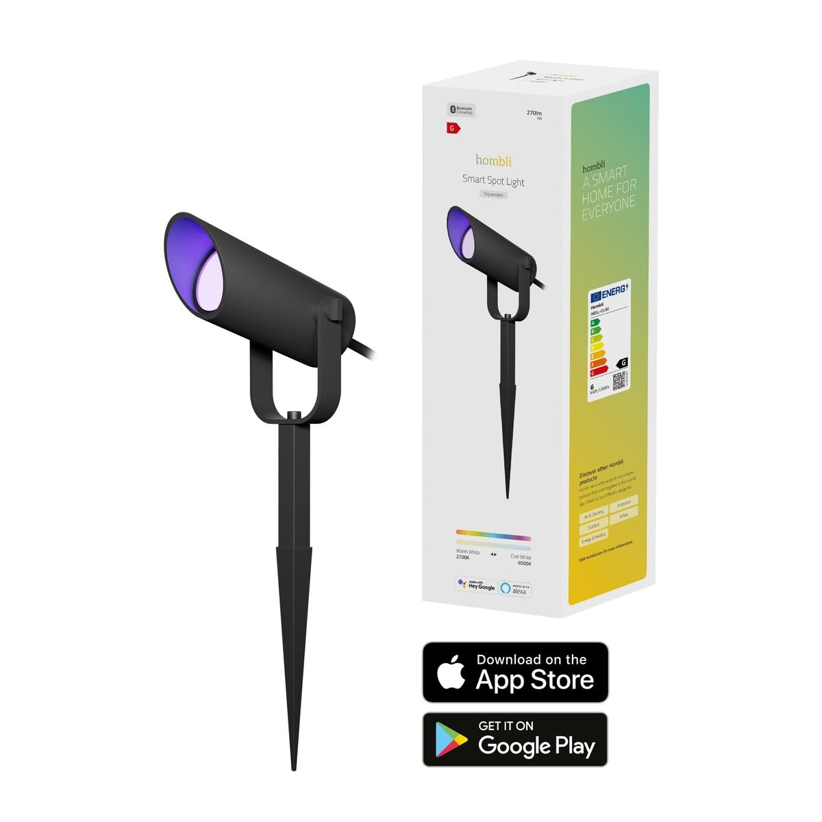 Hombli Smart Spot Light Extension (Single) – Outdoor LED Garden Lights, Adjustable Brightness, 16 Million Colours, Mood Lighting, IP65 Waterproof, Durable Aluminium, Smart App Control, Easy Install