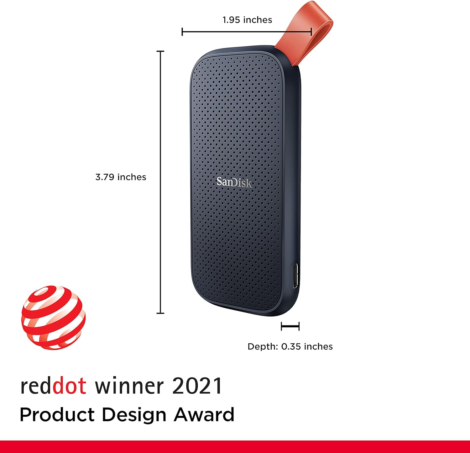 SanDisk 1TB Portable SSD external drive, up to 800 MB/s read, USB 3.2 Gen 2, solid state drive, Updated firmware, fastening loop made of durable rubber, Grey