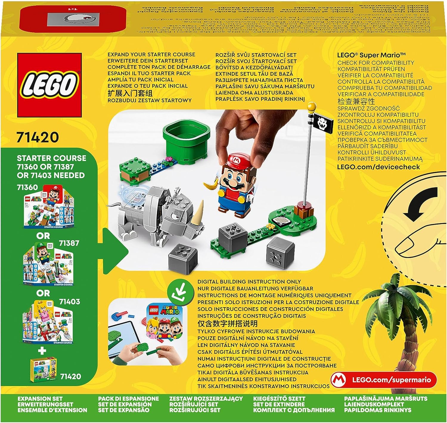 LEGO Super Mario Rambi the Rhino Expansion Set, Buildable Animal Toy Figure, Small Gift to Combine with a Starter Course Game 71420