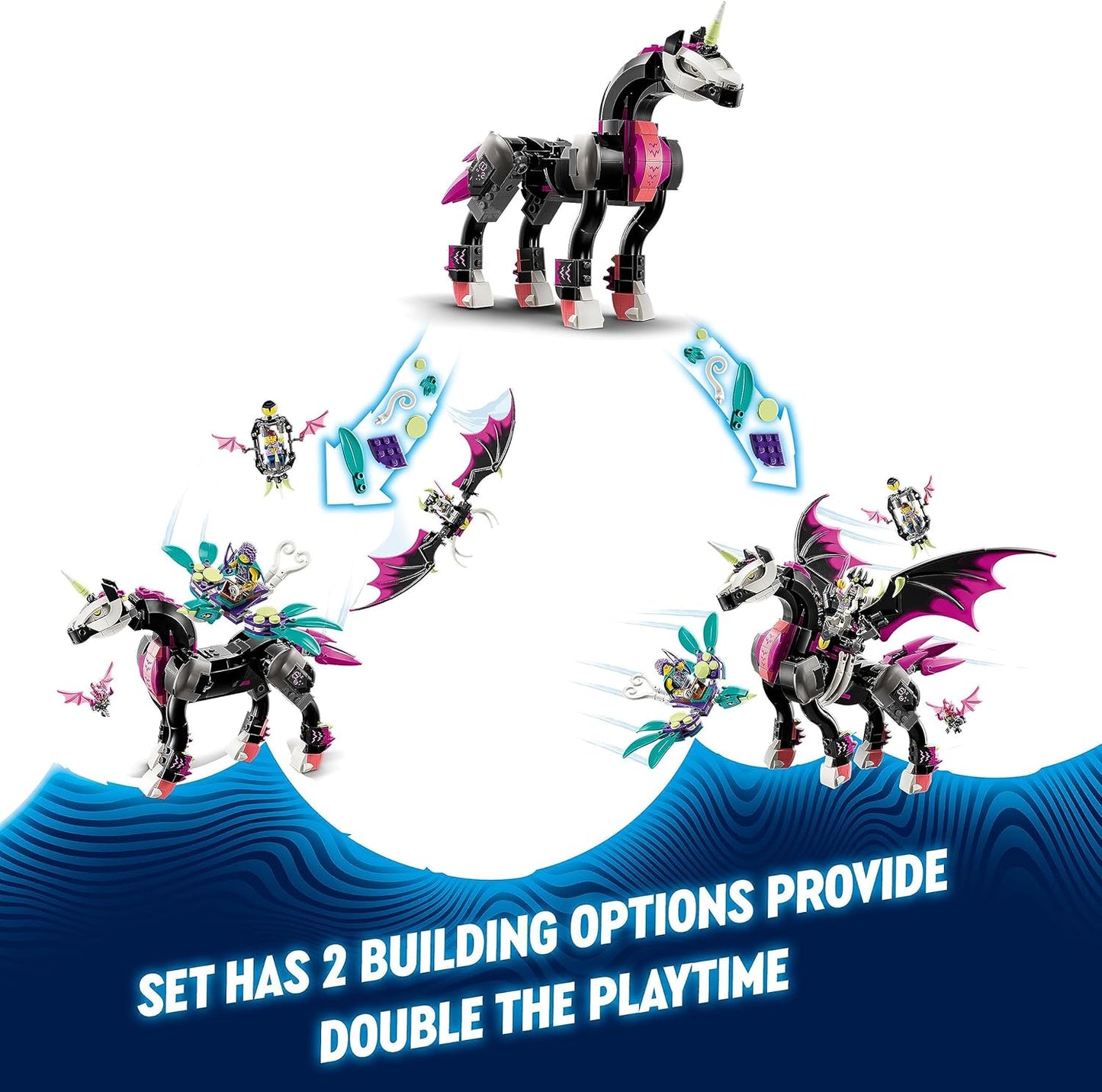 LEGO DREAMZzz 2 en 1 Caballo Volador Pegaso de Juguete para Construir de 2 Maneras Diferentes, Incluye Minifiguras de Zoey, Nova y el Rey de Las Pesadillas de la Serie de TV 71457
