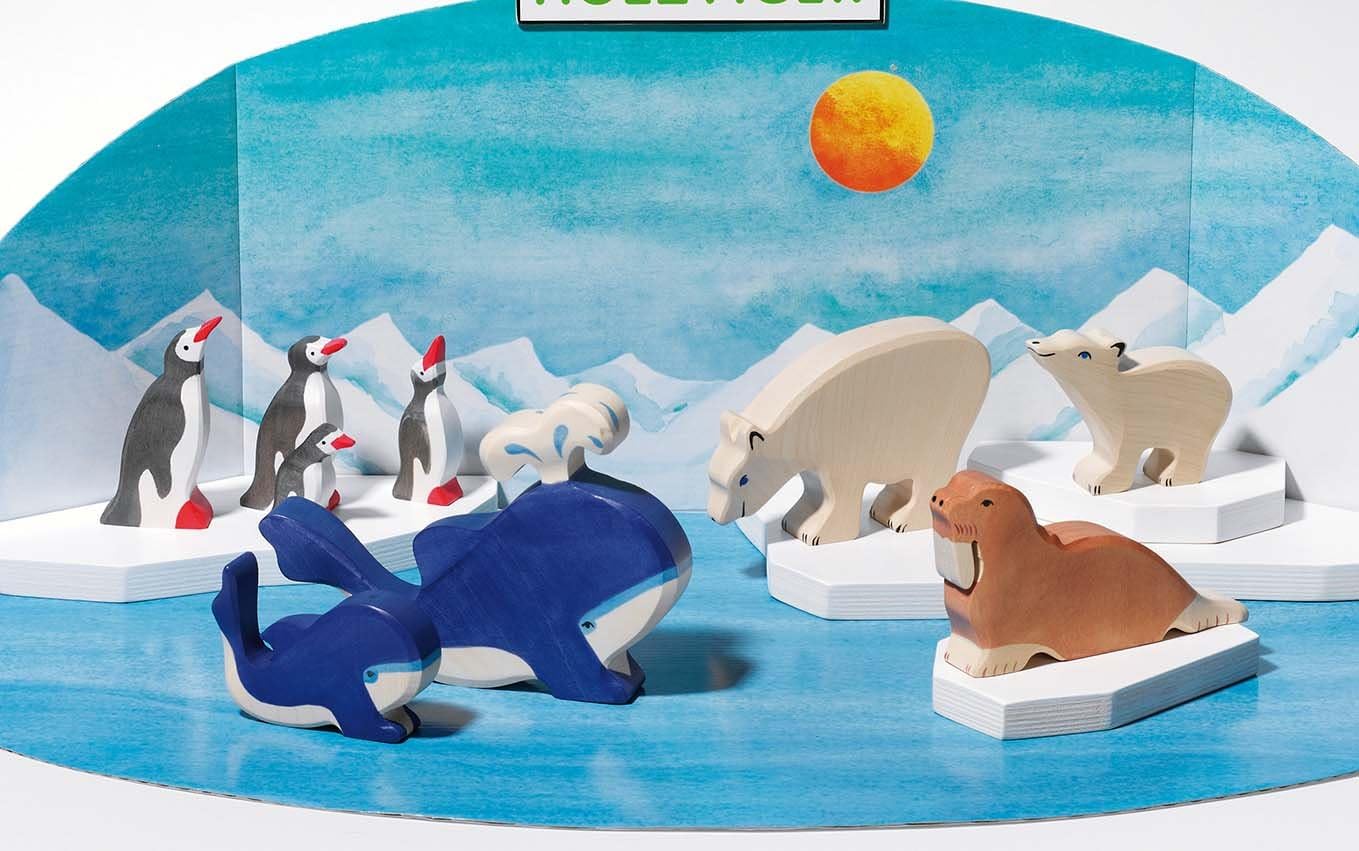 Holtztiger HT80207 Polar Bear, Feeding, Assorted Colours