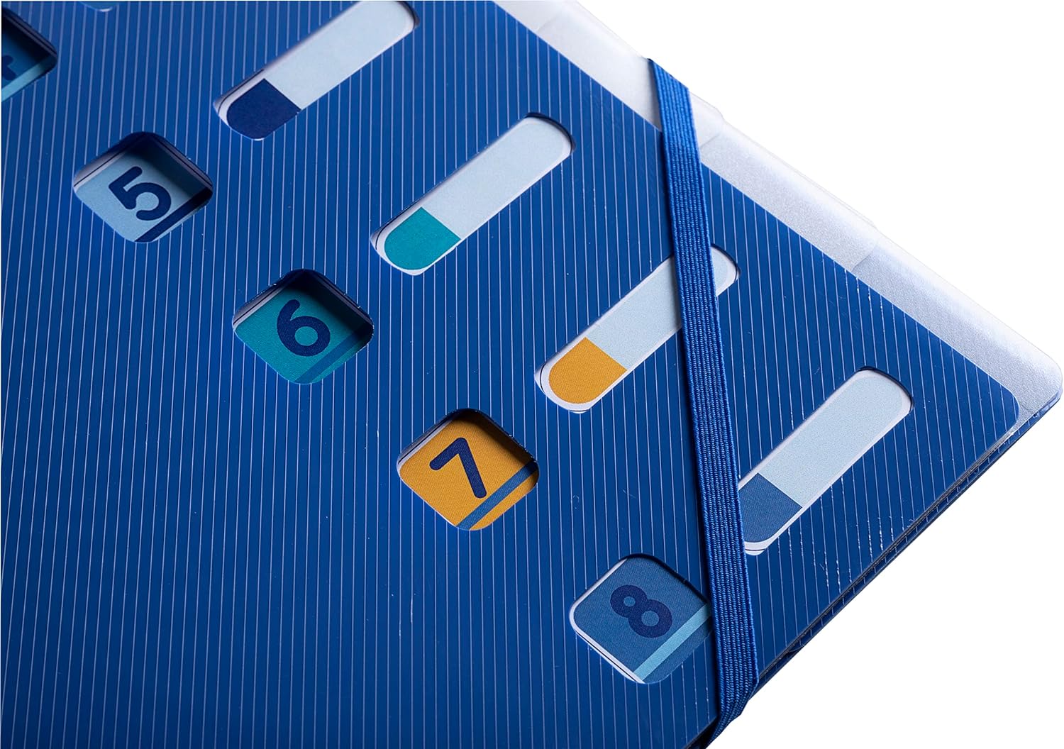 Exacompta - Ref. 56212E - 1 Bee Blue folder - with elastic bands and cut-out windows - cover and interior in recycled PP - 8 compartments - for A4 - size 25 x 32 cm - navy blue colour