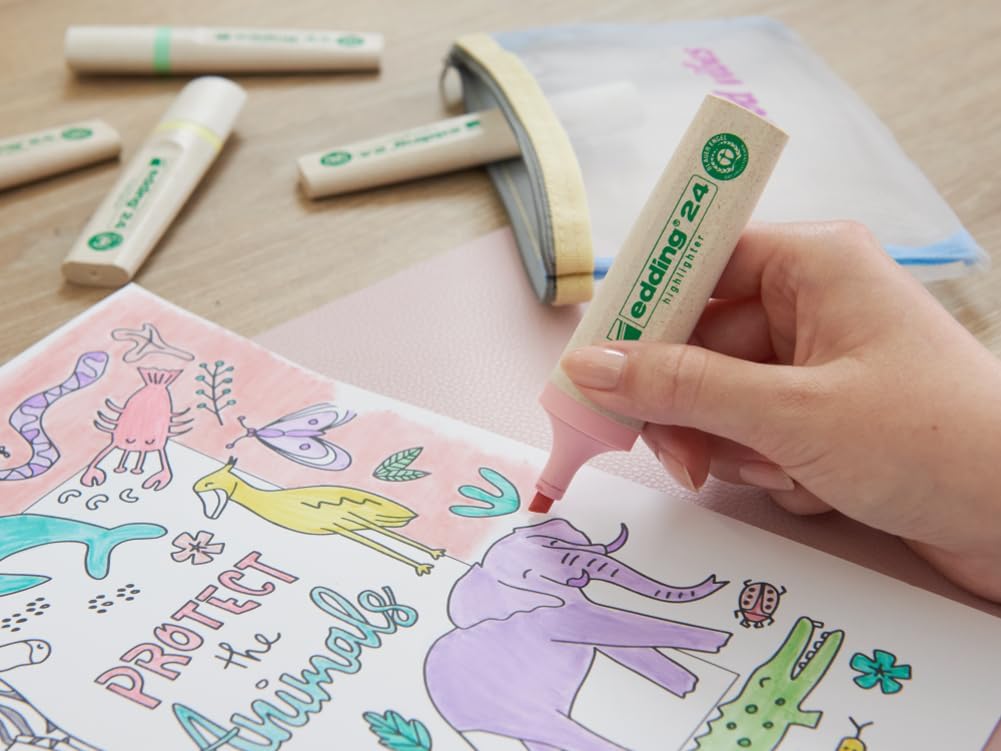 Edding 24 EcoLine highlighter - pastel violet - 10 highlighters - chisel nip 2-5 mm - for quick and easy marking and highlighting of texts and notes - refillable, made of recyclable material