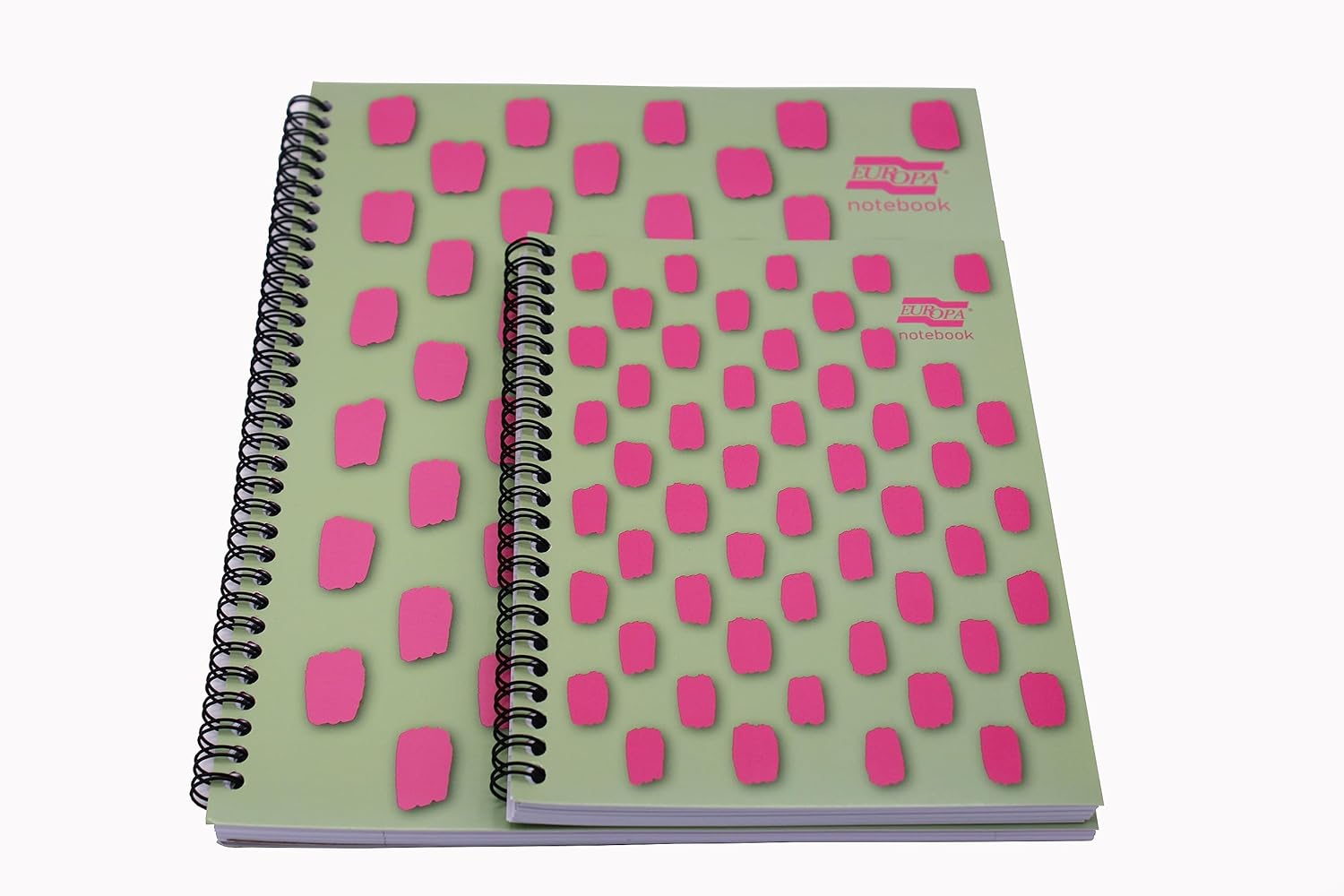 Exacompta Europa Splash - Ref EU1503Z Wirebound Notebooks, Bright Cover, 160 Lined Pages, A4+ Size with Micro-Perforated Pages, Pack of 3 Pink/Green Cover