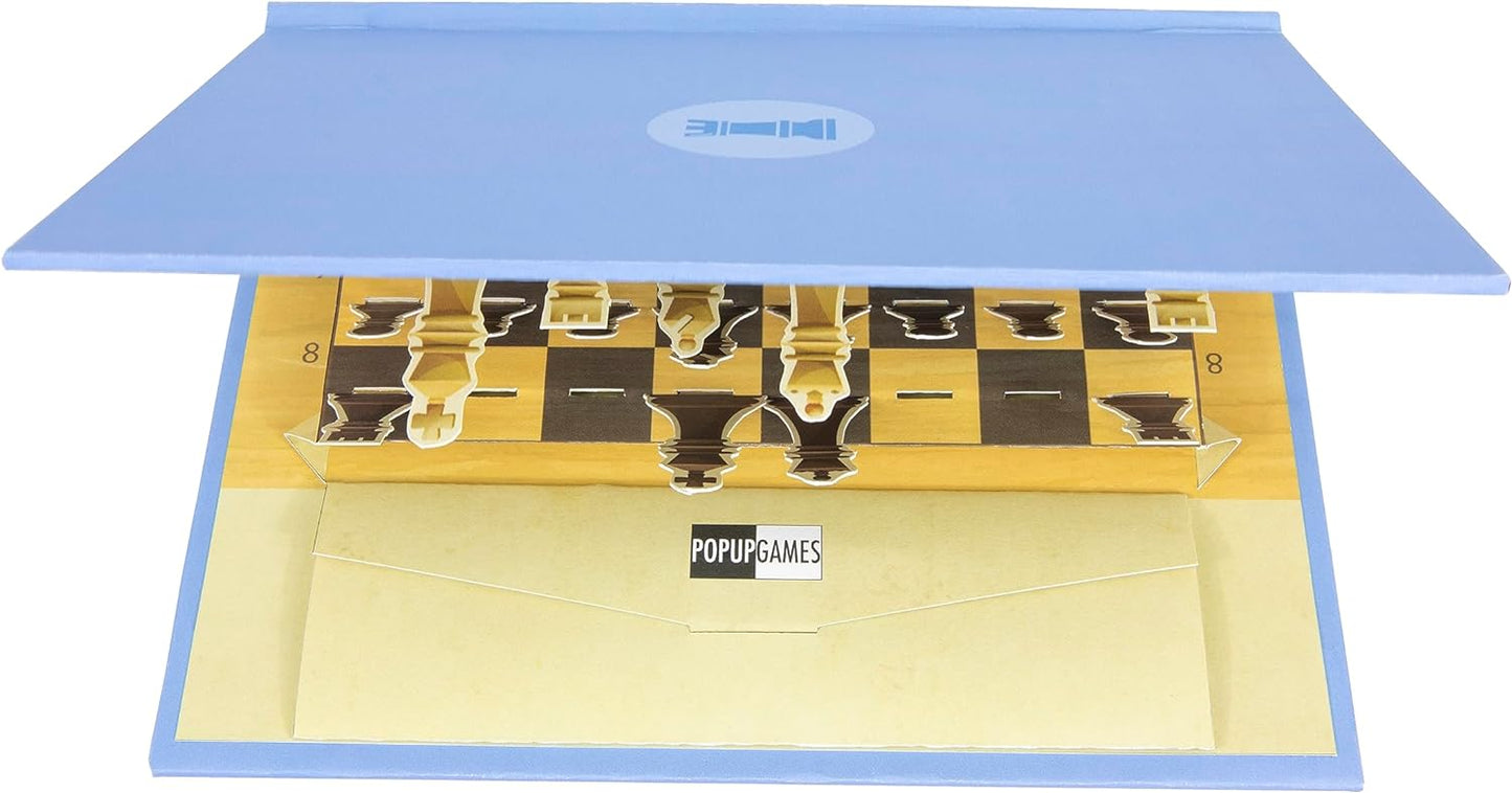 Pop-Up Games Pocket Pop-Up Chess Set - Unique Foldable Design Travel Chess Piece Set - Traditional Strategy Board Game for Kids/Children/Adults