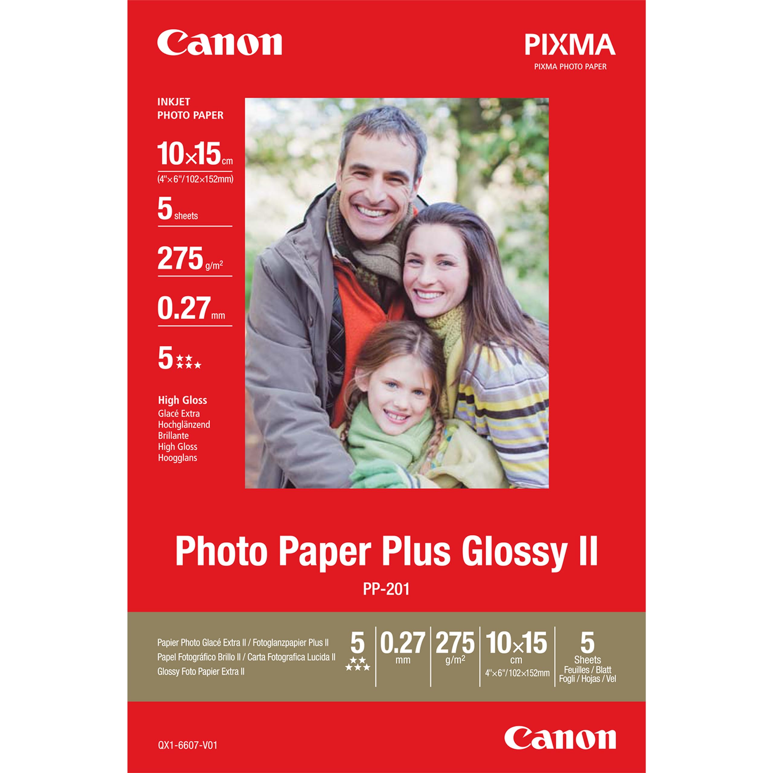 Canon Photo Paper Plus II PP-201 - high-Gloss Photo Paper - 5 Sheet(s