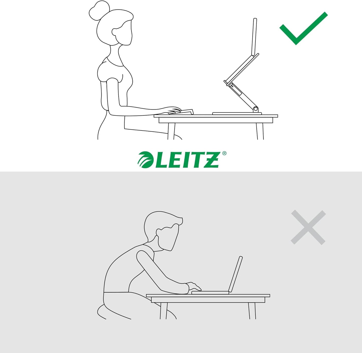Leitz Height Adjustable Multi-Angle Laptop Stand, Six Pre-Set Height & Angle Combinations, Compact Footprint, Desktop/Tabletop Riser Stand, For 13" - 15" Laptops/Monitors, Ergo Range, White, 64240001