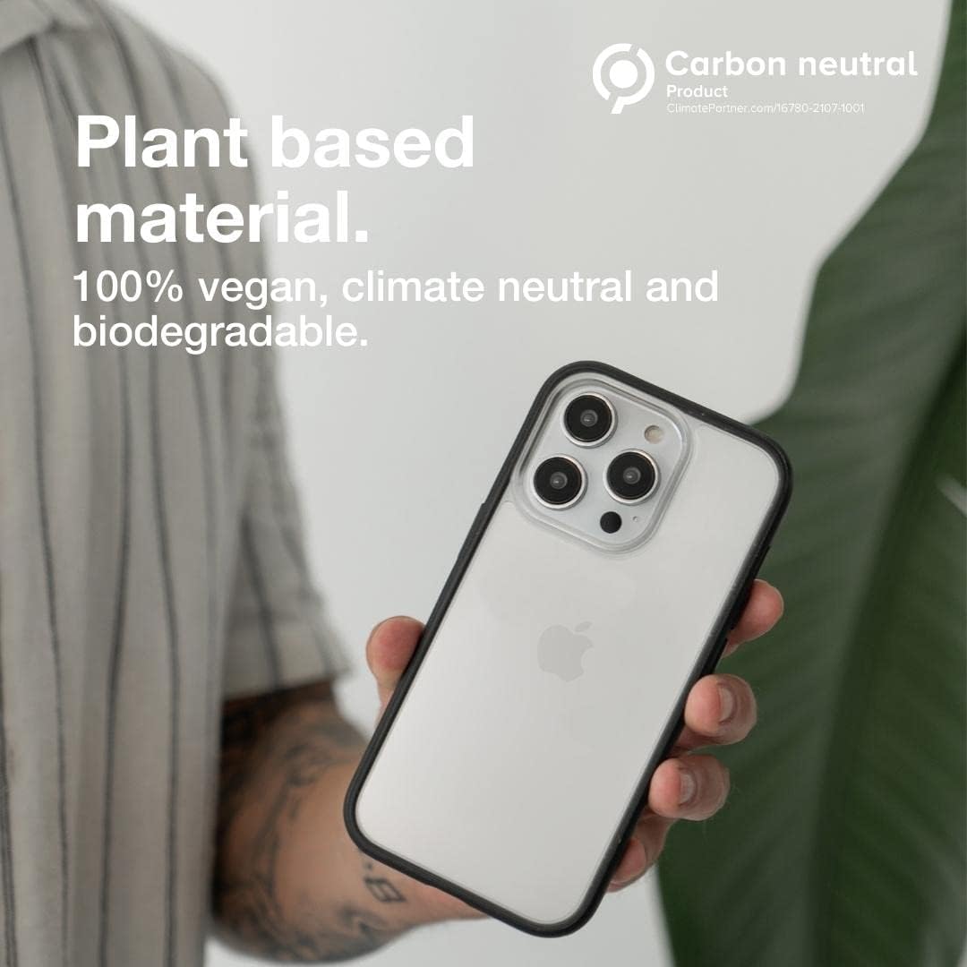 Woodcessories - Clear Case Transparent Compatible with iPhone 14 Pro Case Transparent, Black, Sustainable from Plants Black/Clear