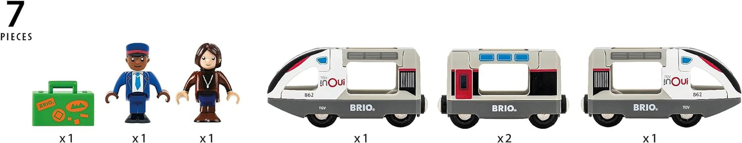 BRIO World TGV inOui French Toy Train and Carriages for Kids Age 3 Years Up - Wooden Railway Accessories