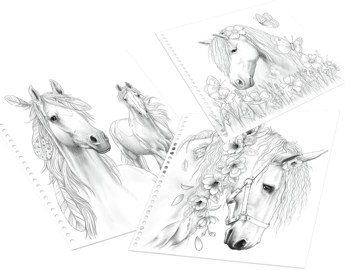 Depesche 12469 Miss Melody Special Colouring Book with 20 Dream Horses Designs for Colouring with Pencils or Freshwater Paint, Multi-Colour