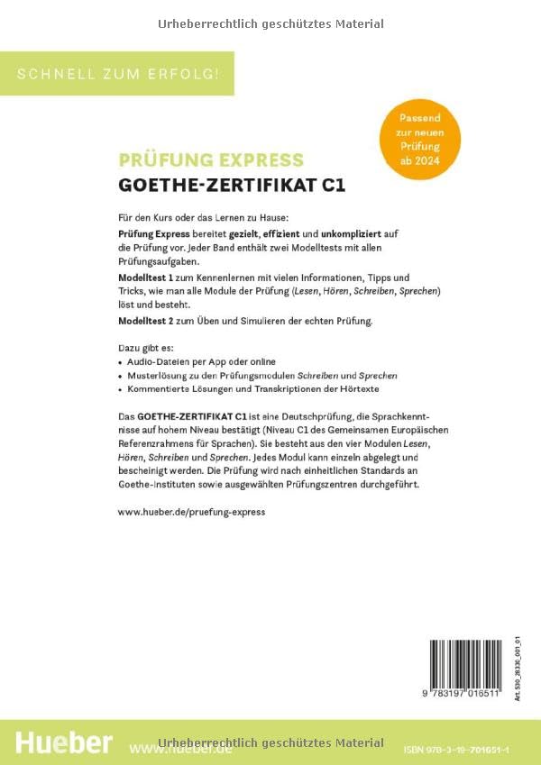 Prüfung Express – Goethe Zertifikat C1: Deutsch als Fremdsprache / Übungsbuch mit Audios online