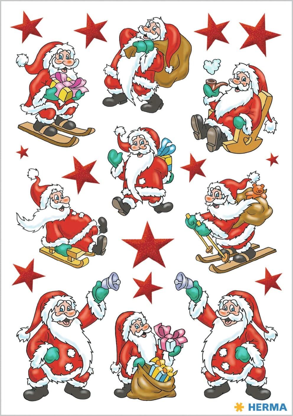 HERMA 3219 Christmas Stickers, Santa Claus (63 Stickers, Paper, Matte) Self-Adhesive Christmas Decoration, Permanent Adhesive Labels for Christmas, Gifts, Crafts, Advent Calendar, Colourful