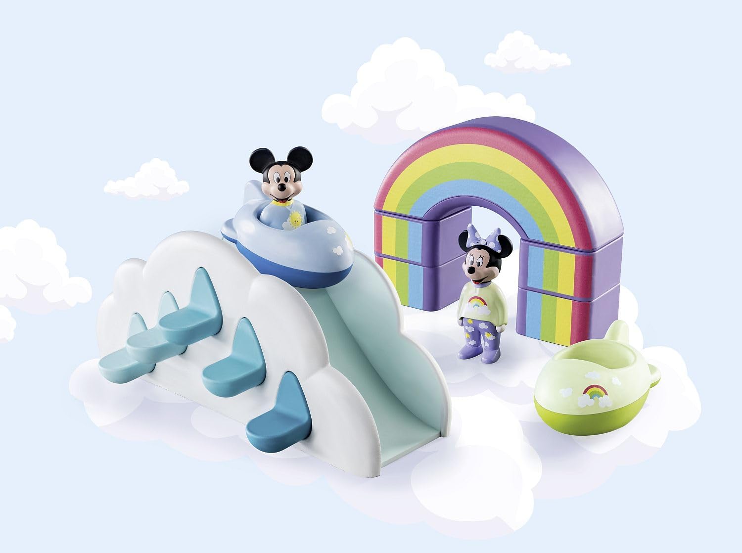 Playmobil 71319 1.2.3 & Disney: Mickey's & Minnie's Cloud Home, Mickey Mouse, educational toys for toddlers, gifting toy and fun imaginative role-play, playsets suitable for children ages 12 months+