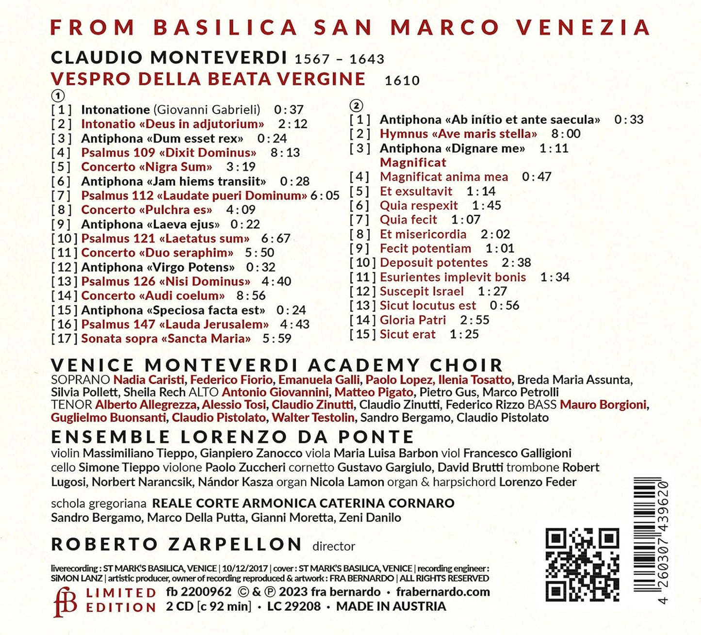 Claudio Monteverdi: Vespro della Beata Vergine