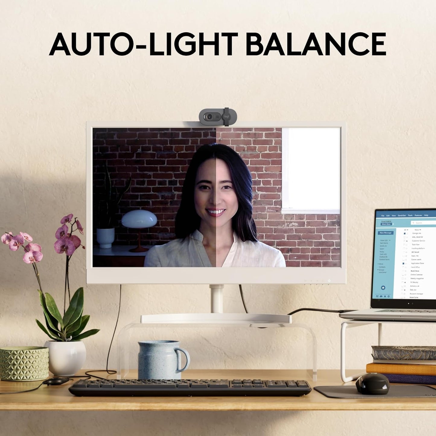Logitech Brio 100 Full HD Webcam for Meetings and Streaming, Auto-Light Balance, Built-In Mic, Privacy Shutter, USB-A, for Microsoft Teams, Google Meet, Zoom and More