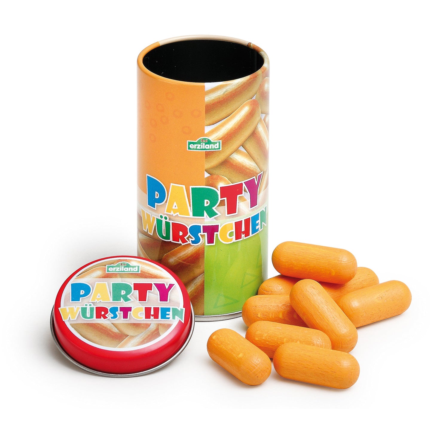 Erzi 15150 Party Sausages Toy in a Tin, Multicoloured